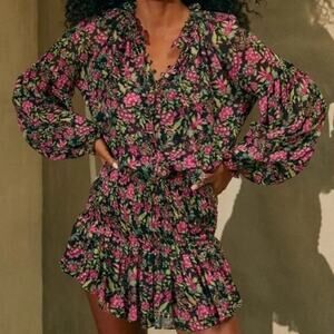 Misa Los Angeles Celina Sleeve Mini Dress in Floral Fuchsia Size Small